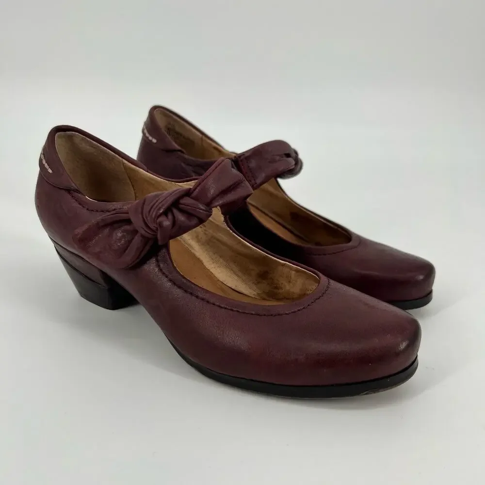 Biala Womens Tracey Mary Jane Pump EU 36 US6 Burgundy Red Leather Bow Strap Shoe